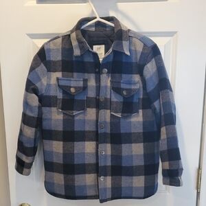 GAP Navy and Gray Checkered Shirt Jacket (Shacket)